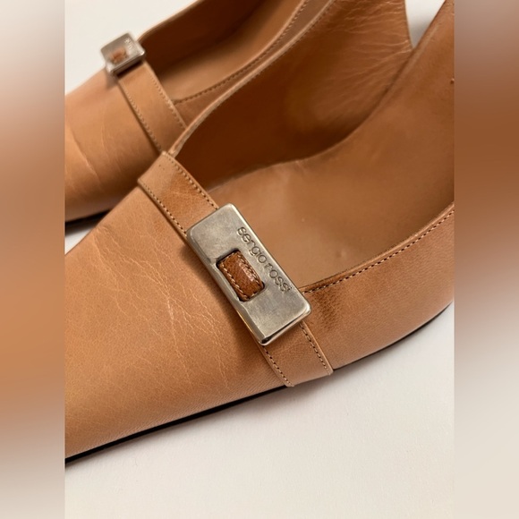 VINTAGE SERGIO ROSSI tan sling back pumps - Picture 3 of 6